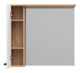 Зеркальный шкаф Misty Крафт 80см левый белый/дуб крафт золотой